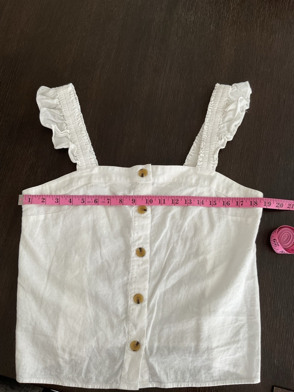 J. Crew White Ruffle-Strap Button Crop Top - Picture 6 of 7